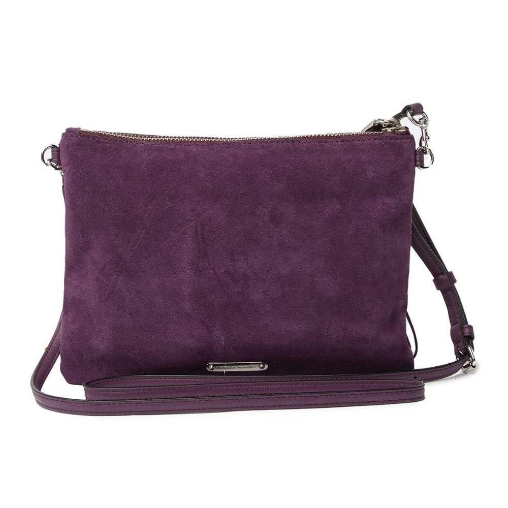 NWT $148 Rebecca Minkoff Jon Suede Leather Purple Silver Studded Crossbody Bag! - Picture 2 of 10